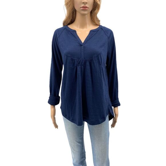 SONOMA V-Neck Long Sleeve Top, Navy, Size S - Picture 3 of 6